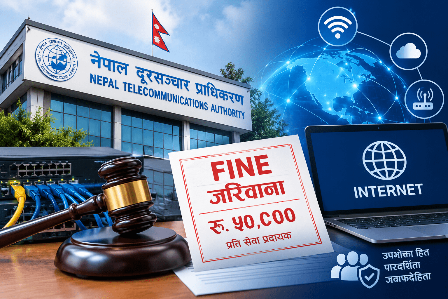 १४ इन्टरनेट सेवा प्रदायकलाई जनही ५० हजार जरिवाना, उपभोक्तालाई क्षतिपूर्ति दिन निर्देशन