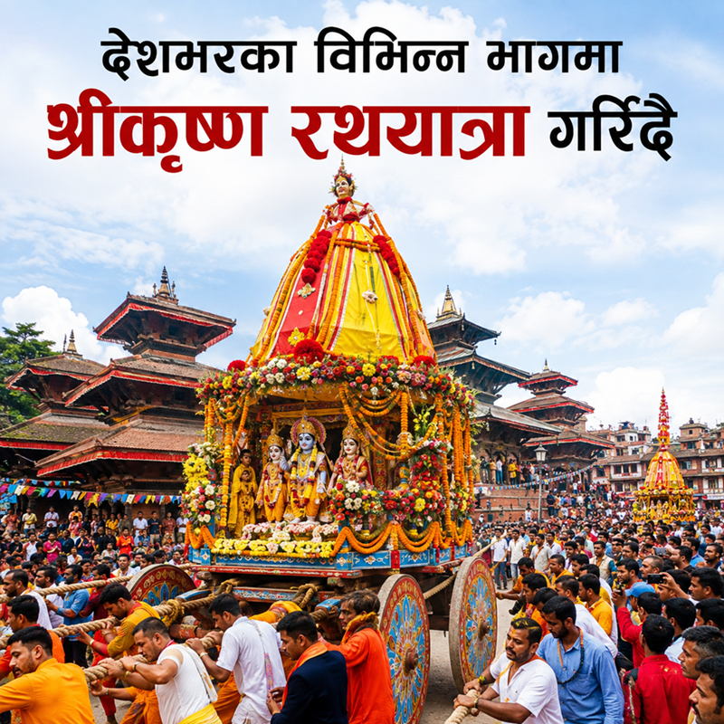 भाद्र कृष्ण नवमीः श्रीकृष्ण रथयात्रा एवं शोभा यात्रा गरिँदै   