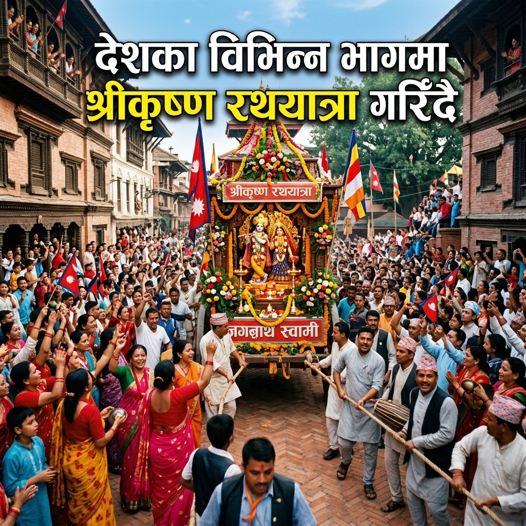 भाद्र कृष्ण नवमीः श्रीकृष्ण रथयात्रा एवं शोभा यात्रा गरिँदै   