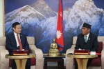 राष्ट्रिय सभाका अध्यक्ष दाहालसँग नवनियुक्त चिनियाँ राजदूत चाङको शिष्टाचार भेट   