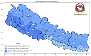 गण्डकी, लुम्बिनी र सुदूरपश्चिमका केही स्थानमा भारी वर्षाको सम्भावना   