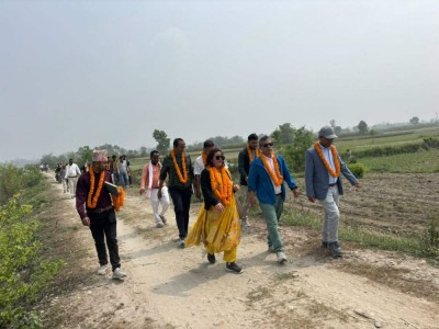 नारायणी नदीको कटान रोक्न सुस्तामा तटबन्ध निर्माण    