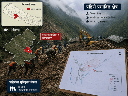 रोल्पामा पहिरोमा पुरिएका १० मध्ये एक जनाको शव फेला
