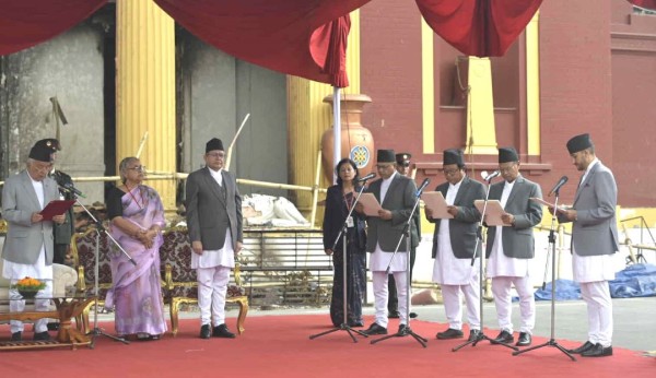 राष्ट्रपति पौडेलसमक्ष चार जना मन्त्रीको शपथ