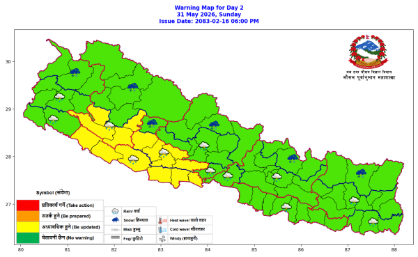 लुम्बिनी, कर्णाली र सुदूरपश्चिममा वर्षाको सम्भावना, तराईमा हुरी चल्ने चेतावनी   