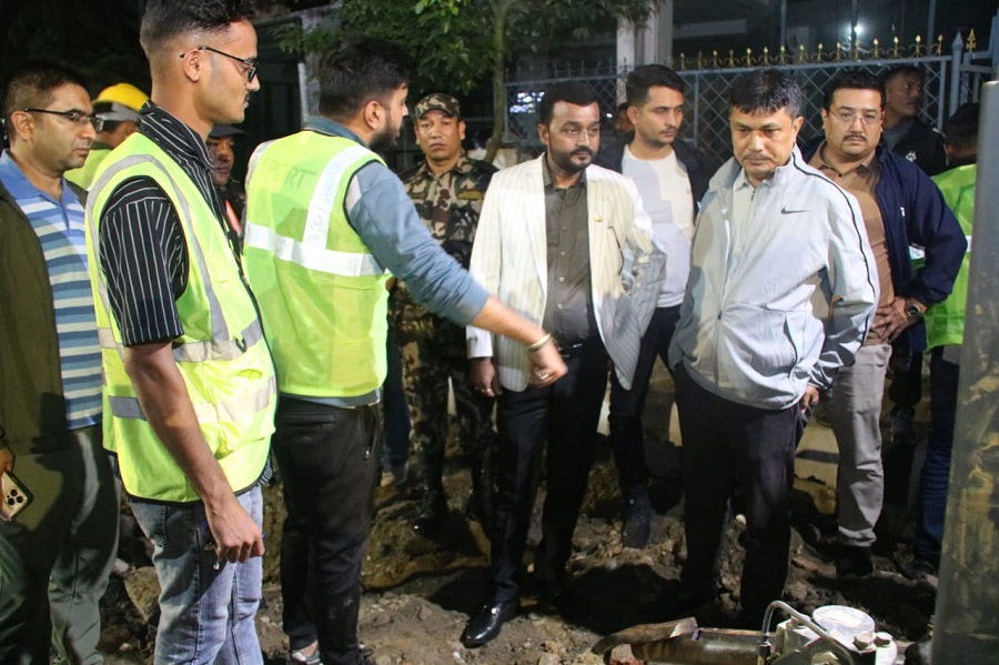खानेपानीमन्त्री यादवद्वारा राति छड्के अनुगमन तथा निरीक्षण