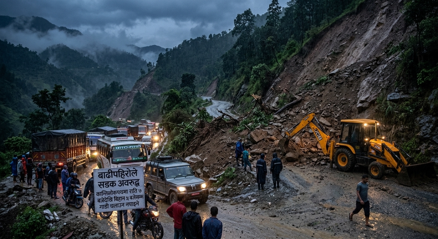 बाढीपहिरोले पाँच स्थानका सडक अवरुद्ध, कान्तिलोकपथमा राति गाडी चलाउन नपाइने   