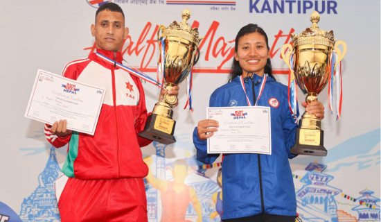 राजन र सन्तोषीलाई कान्तिपुर हाफ म्याराथन उपाधि