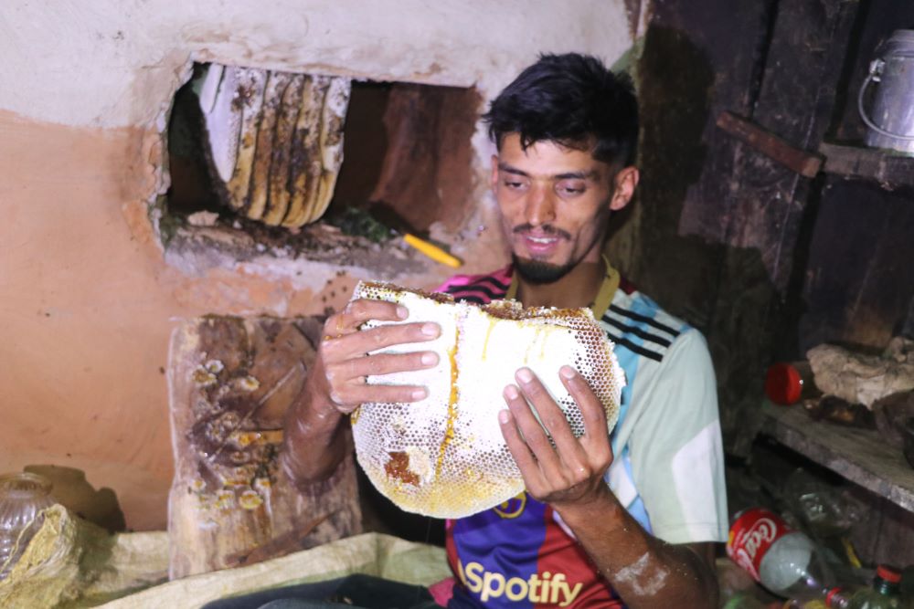 पूजा गर्ने खोप्पाको मौरी घार आम्दानीको स्रोत        